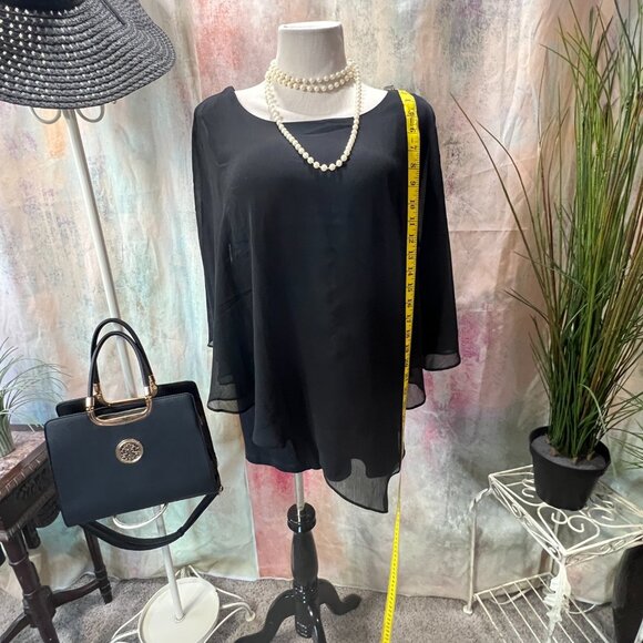 AGB πFigure- Friendly Black Chiffon Drape Overlay Top Keyhole Backside - Picture 7 of 14